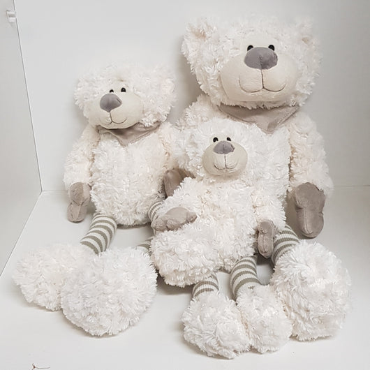 Cuddles - Cute White Teddy With Long Striped Legs